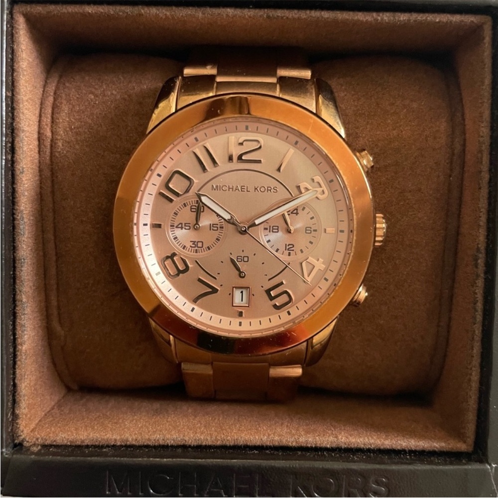 Michael Kors Mercer Rose Gold Stainless Steel Chronograph Analog Watch MK5727